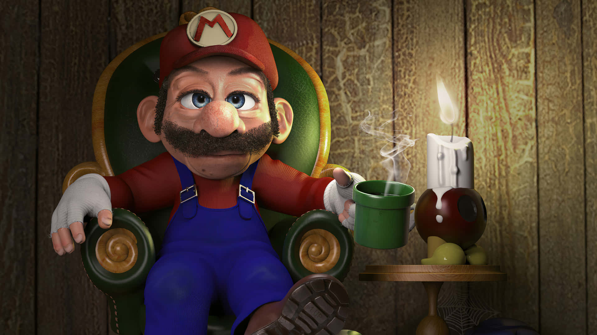 Mario Taking A Cool Break Background