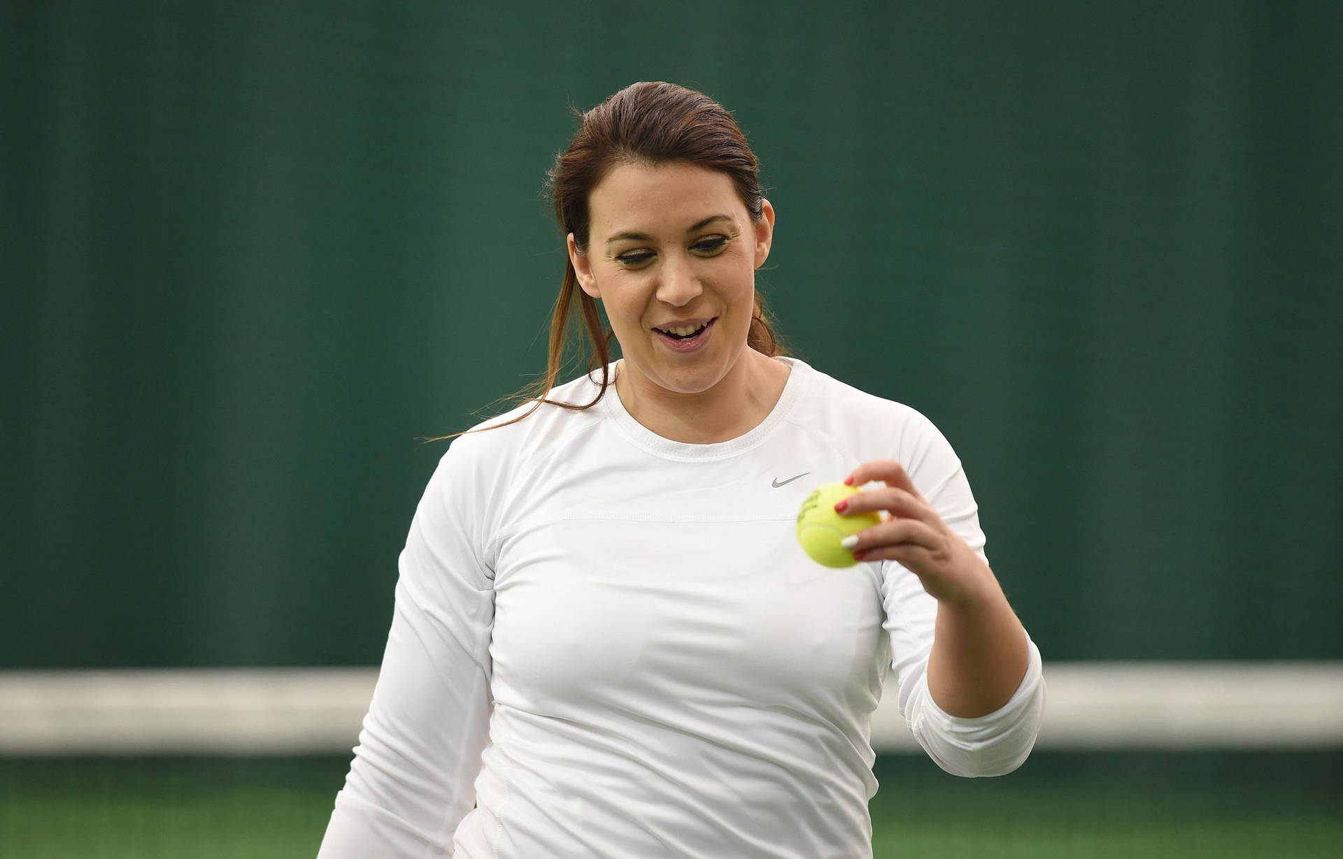 Marion Bartoli Holding Tennis Ball Background