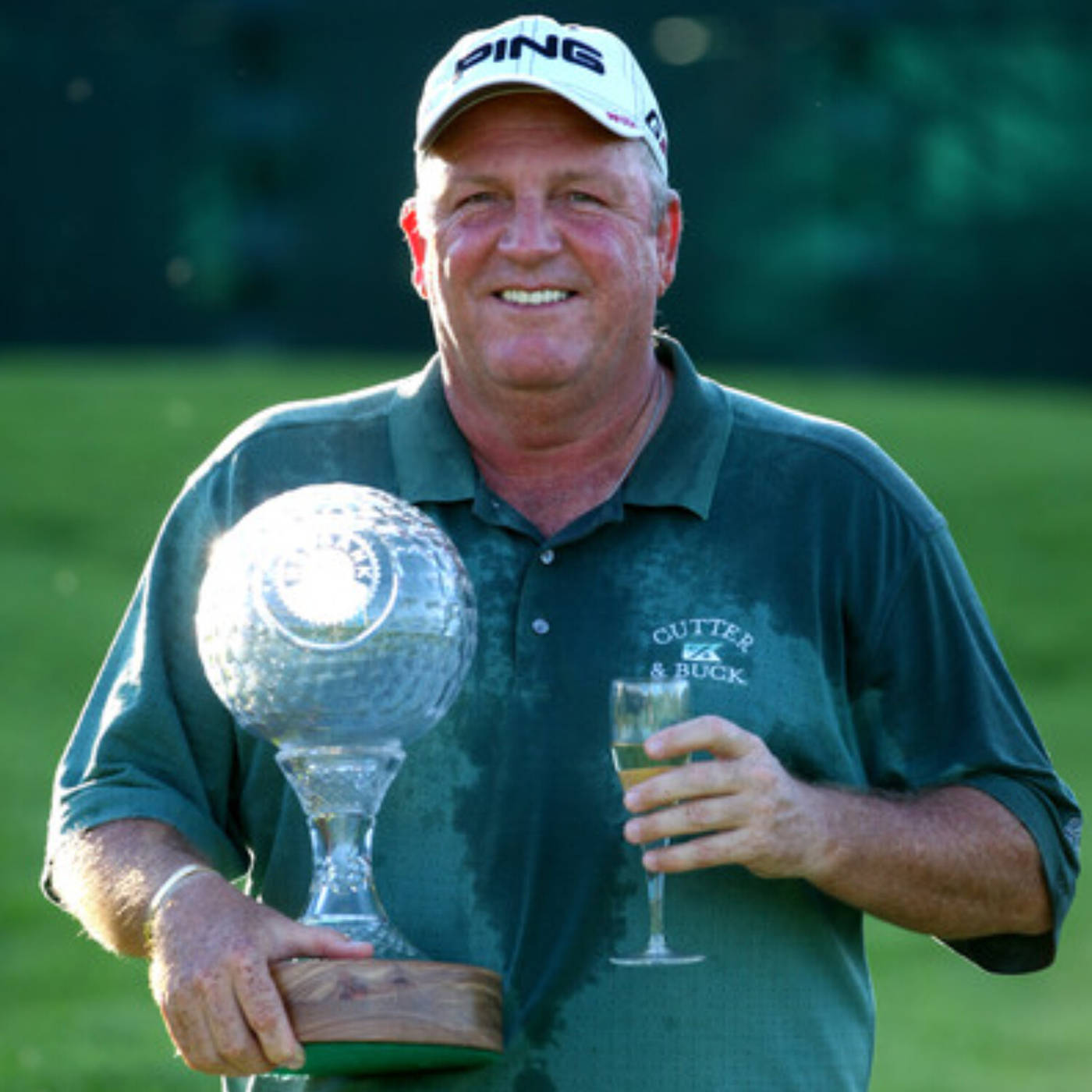 Mark Calcavecchia Trophy And Champagne