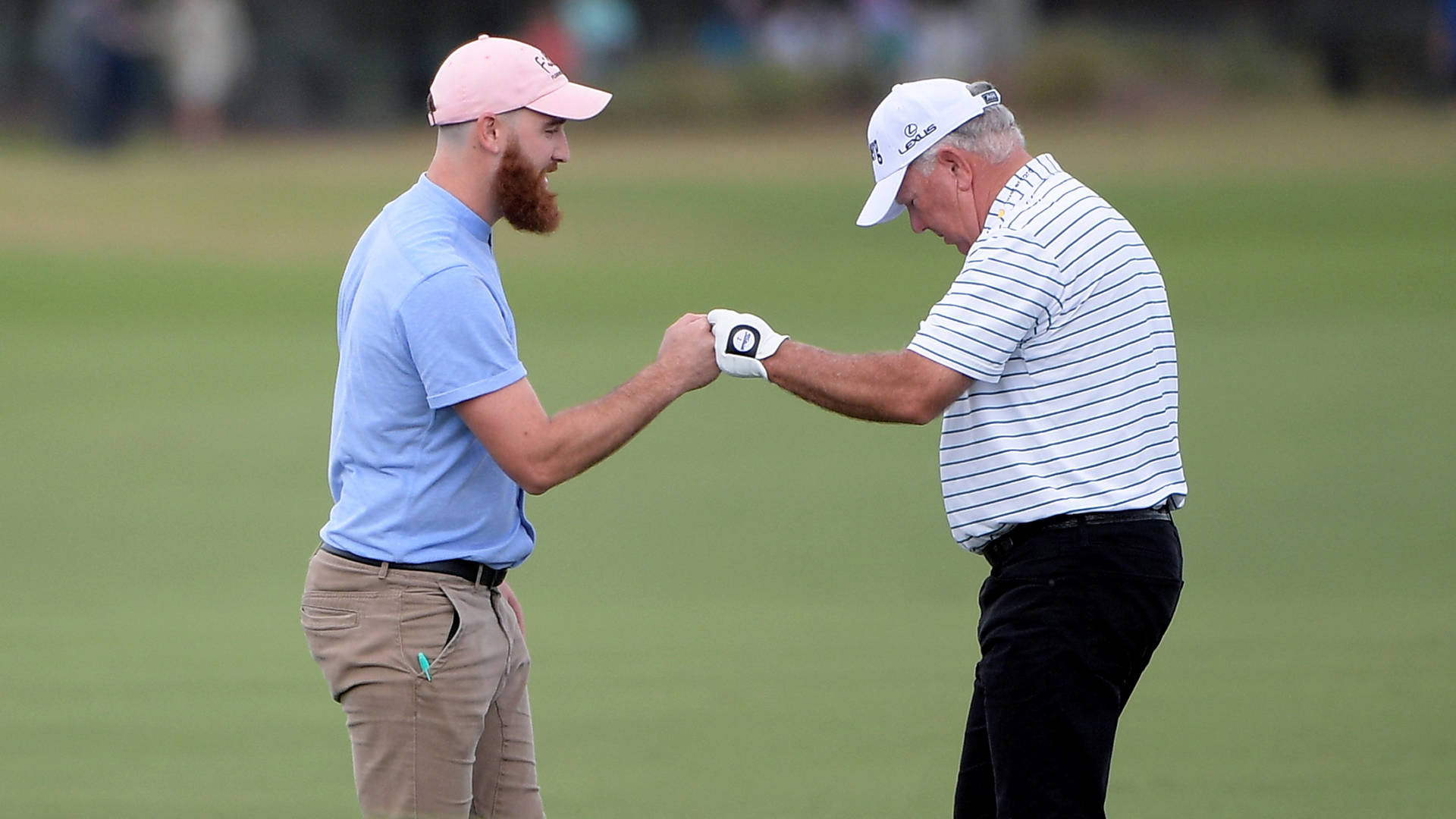 Mark O'meara Fist Bumps Son Background