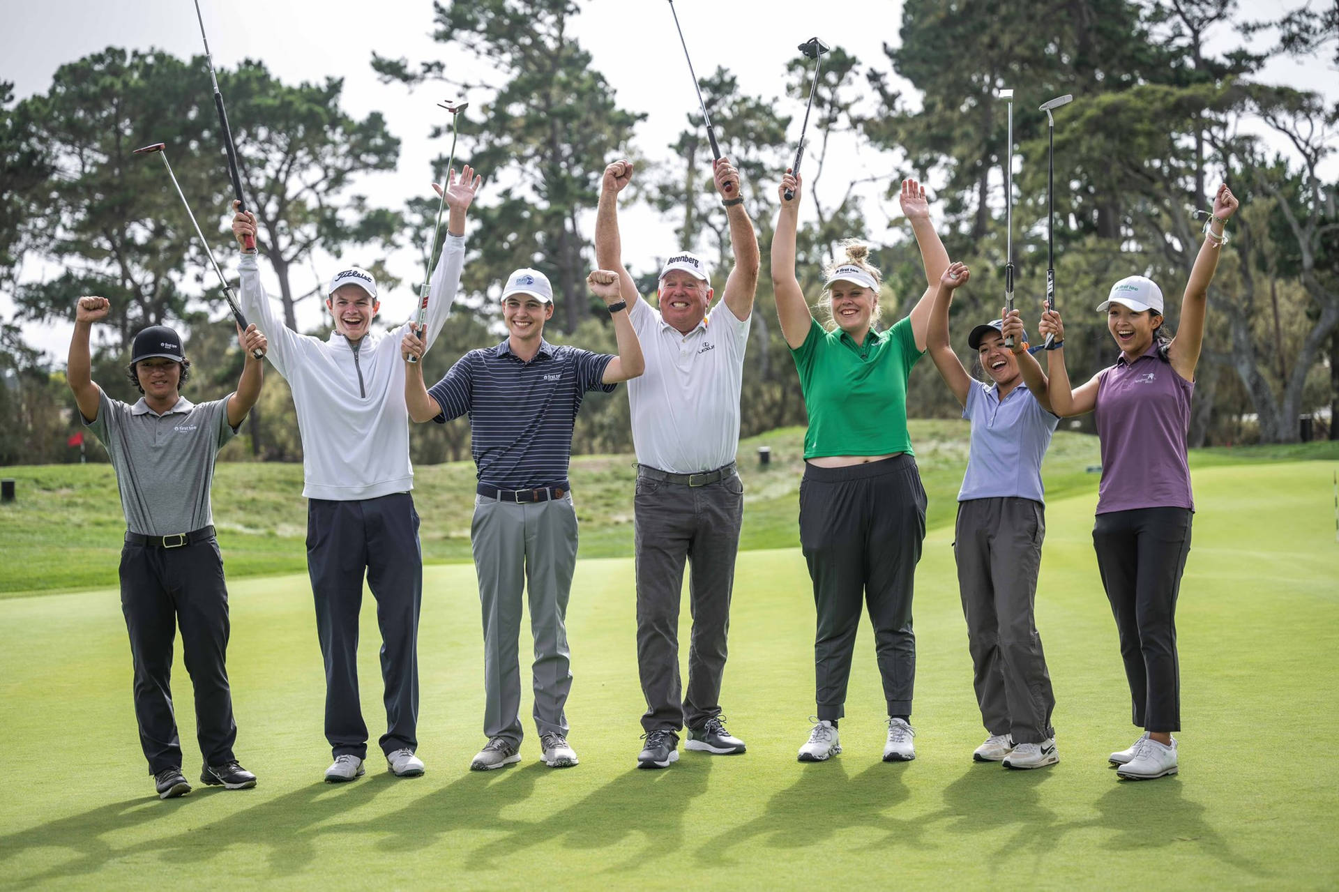 Mark O'meara Strikes Up A Pose With His Bag Of Golf Clubs Background