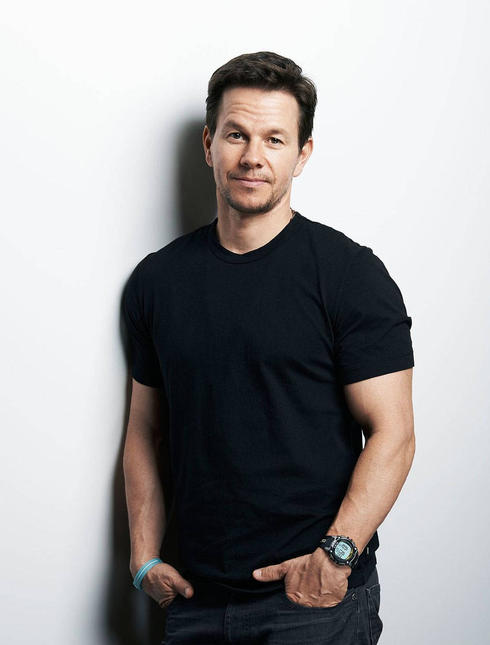 Mark Wahlberg In Black Shirt Background