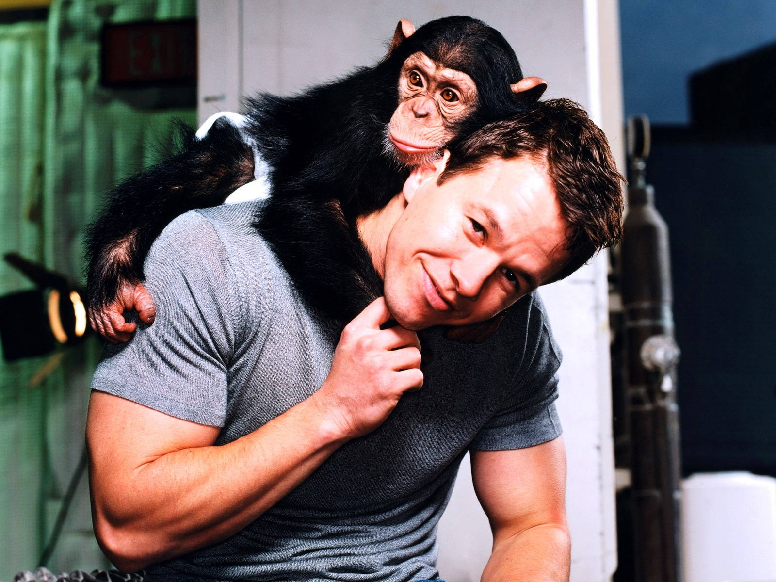 Mark Wahlberg With A Monkey Background