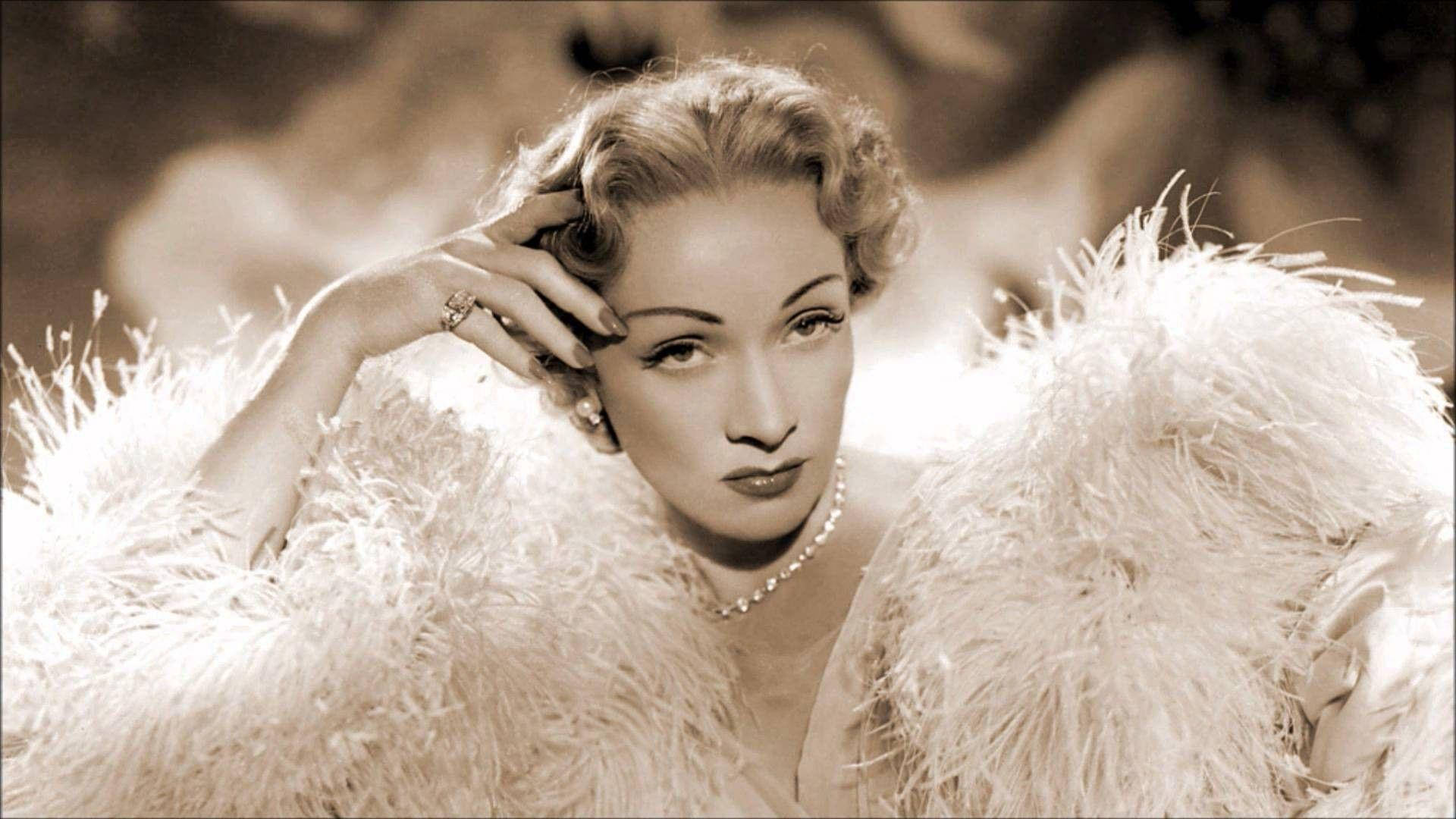 Marlene Dietrich Feather Dress Background