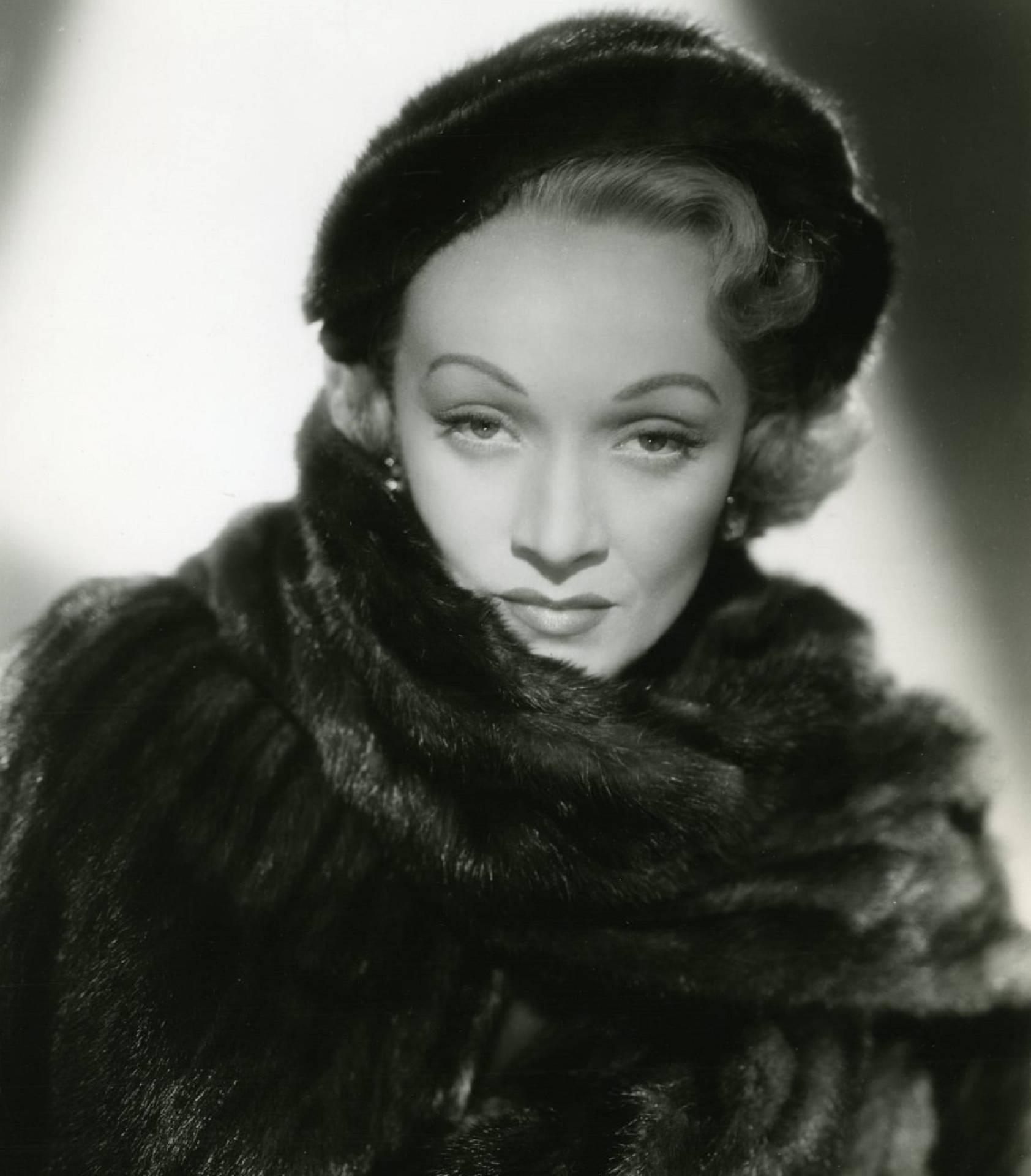 Marlene Dietrich Fur Hat And Coat Background