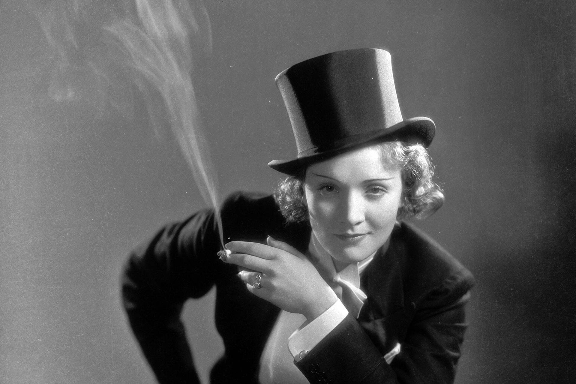 Marlene Dietrich Wafting Cigarette Smoke Background