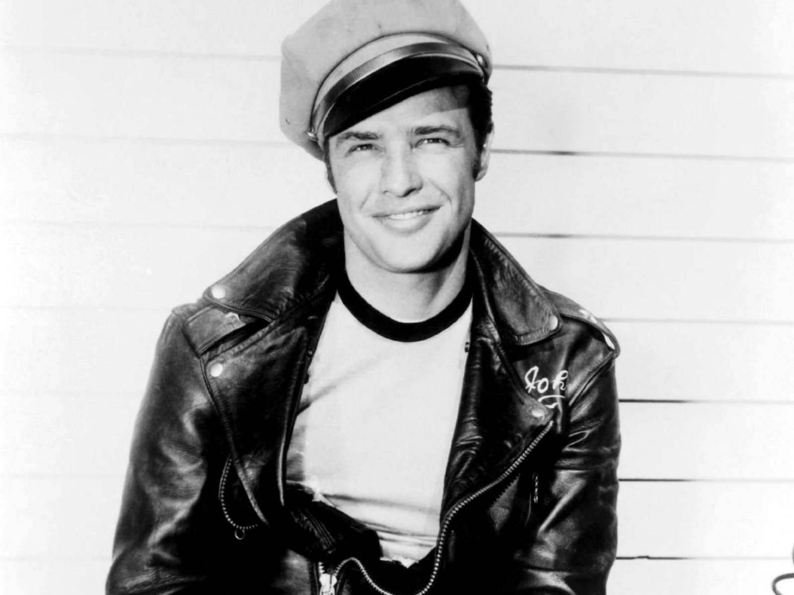 Marlon Brando In Iconic Leather Jacket Background