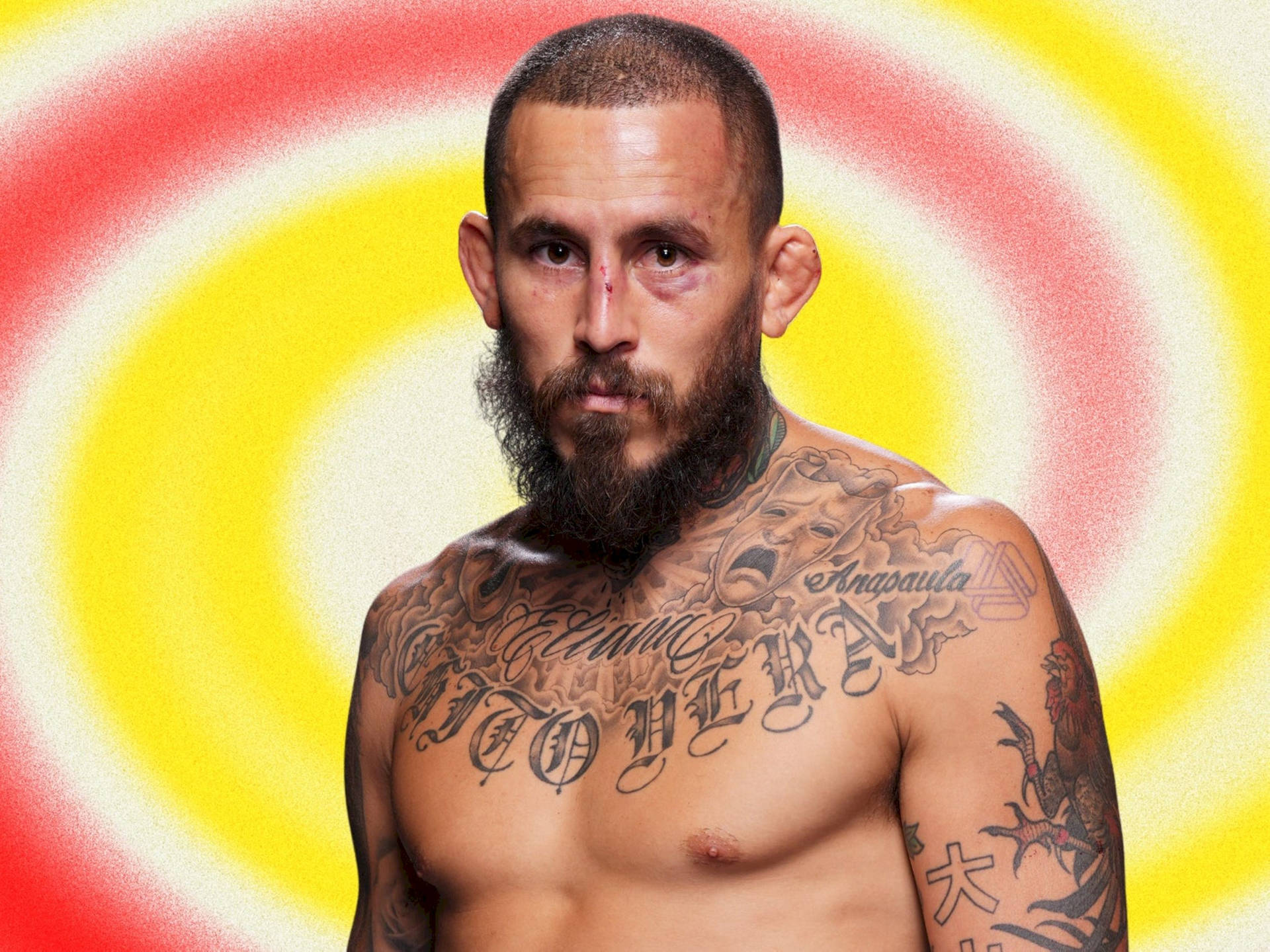 Marlon Vera Red Yellow Swirl Background