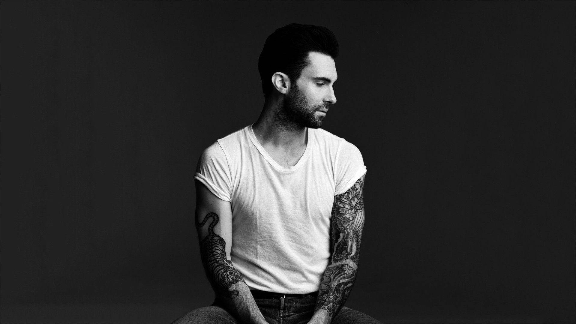 Maroon 5 Black Background White Shirt