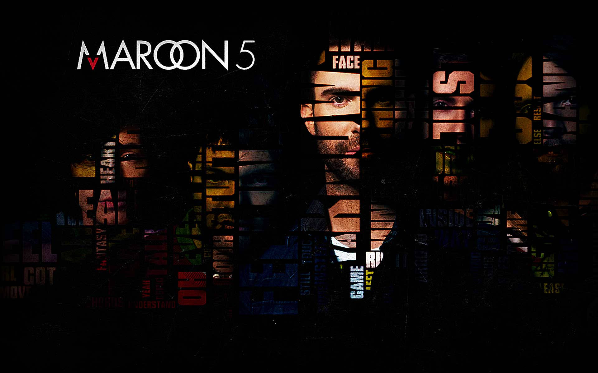 Maroon 5 Words On Faces Background
