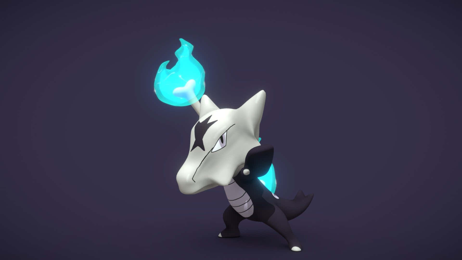 Marowak Silhouette In Violet Background