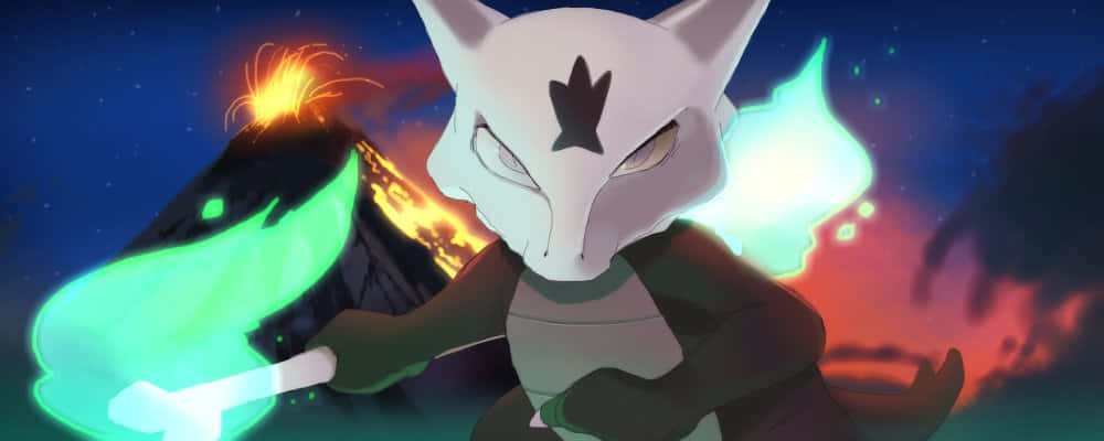 Marowak With Volcano Background