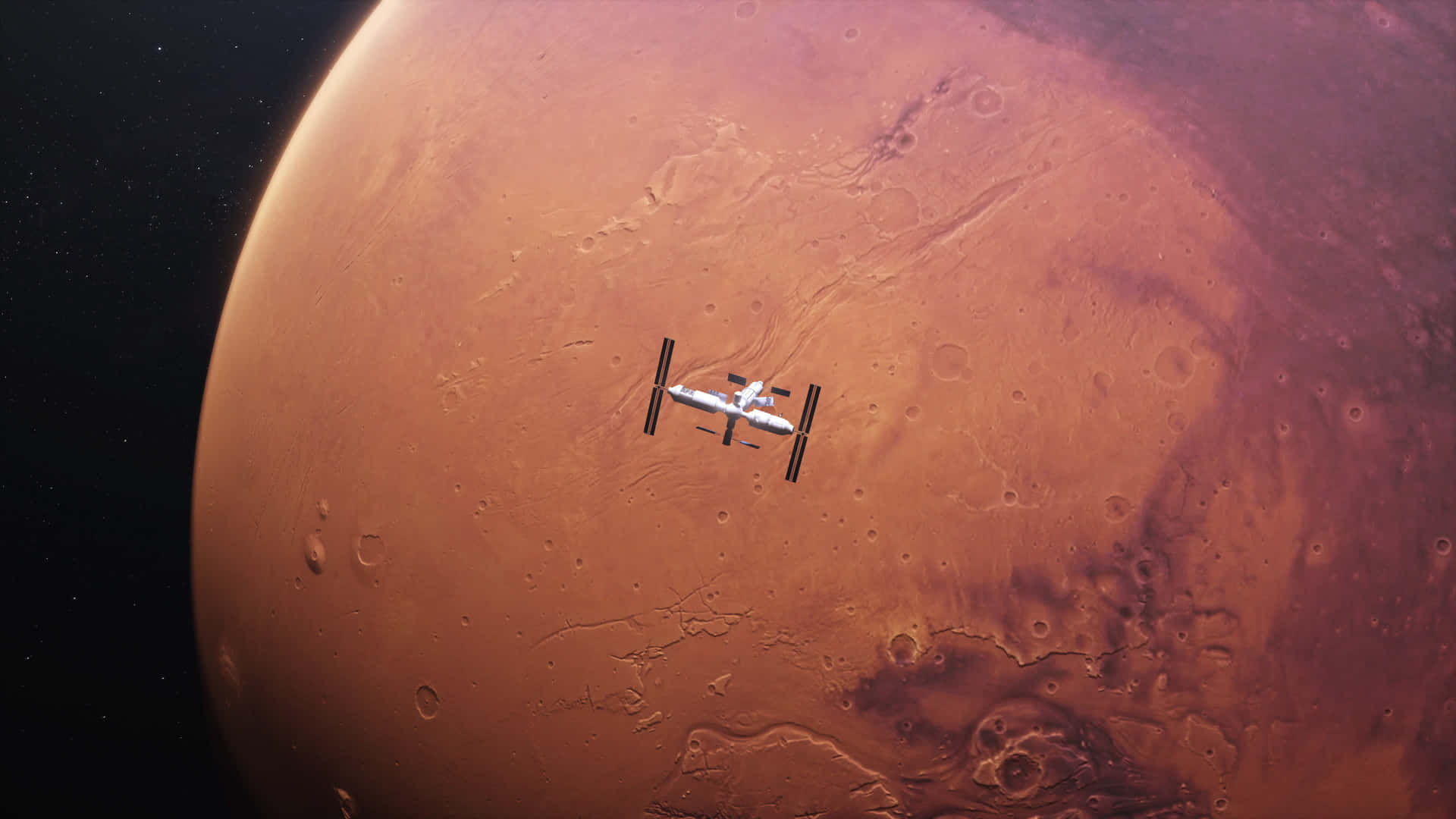 Mars_ Orbiter_ Over_ Red_ Planet_ Surface_4 K Background