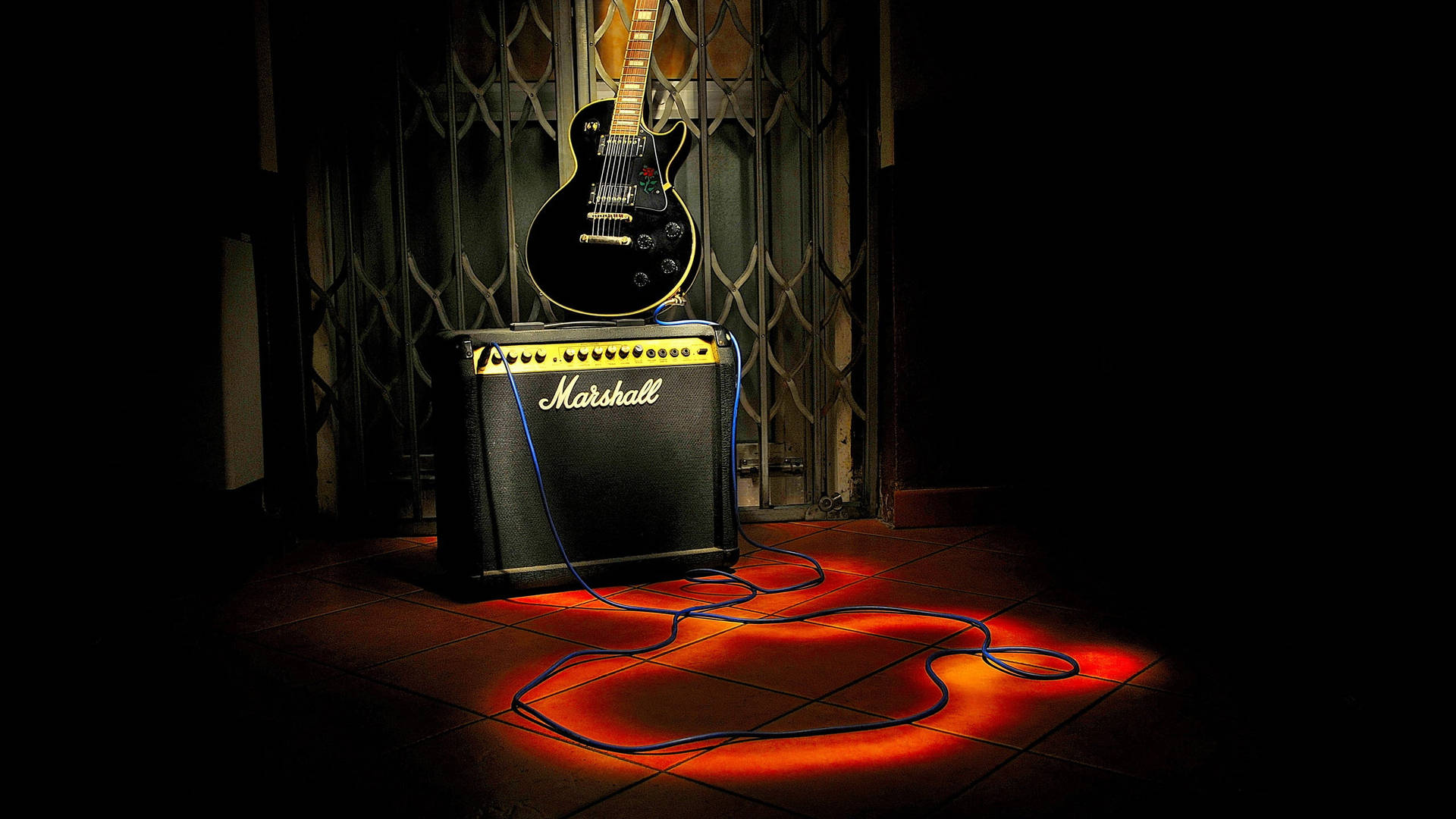Marshall Amplifier And Guitar Digital Background