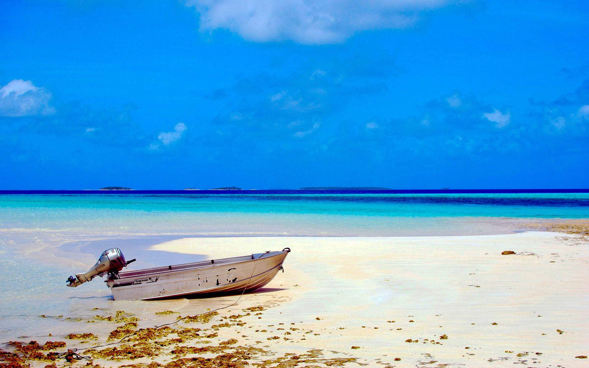 Marshall Islands Boat By Shore Background