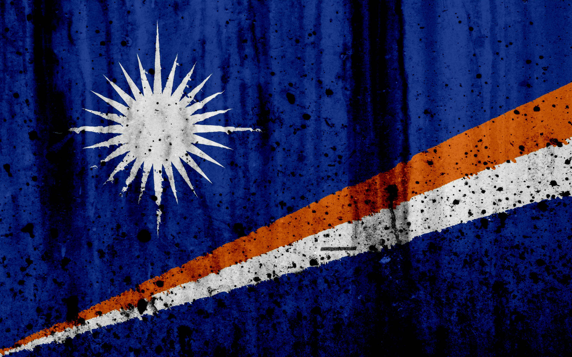 Marshall Islands Flag Paint Blotches Background