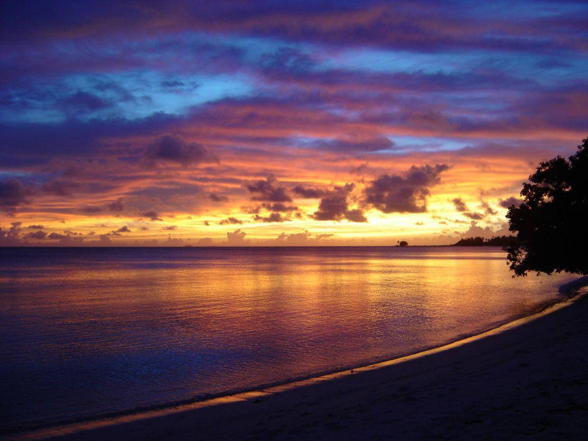 Marshall Islands Sunset At Beach Background