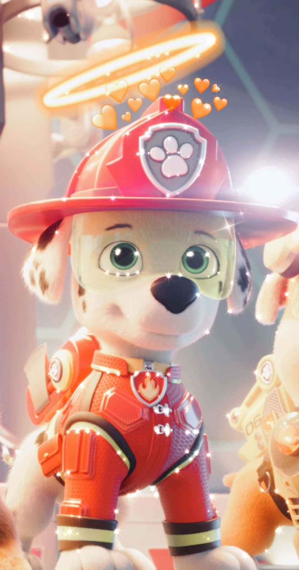 Marshall Paw Patrol Halo Hearts Background
