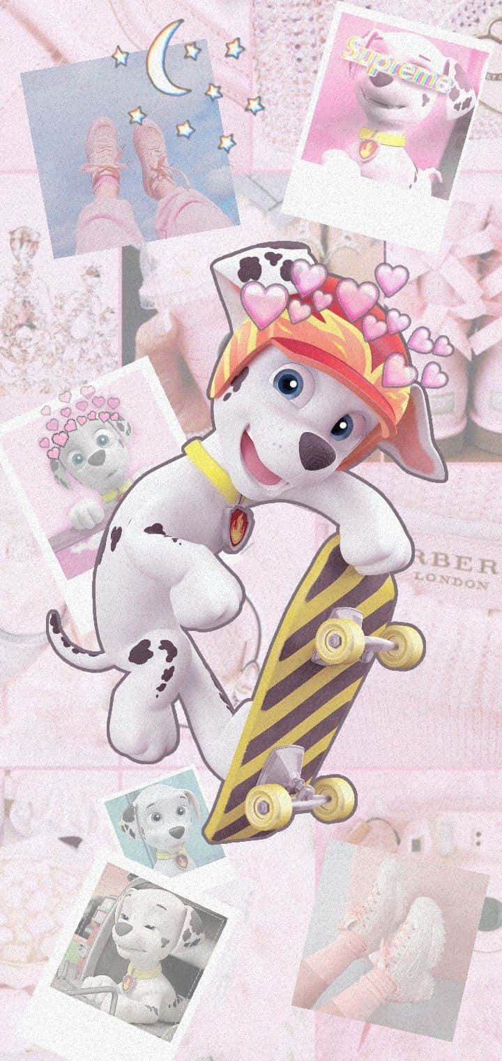 Marshall Skateboarding Collage Paw Patrol Background