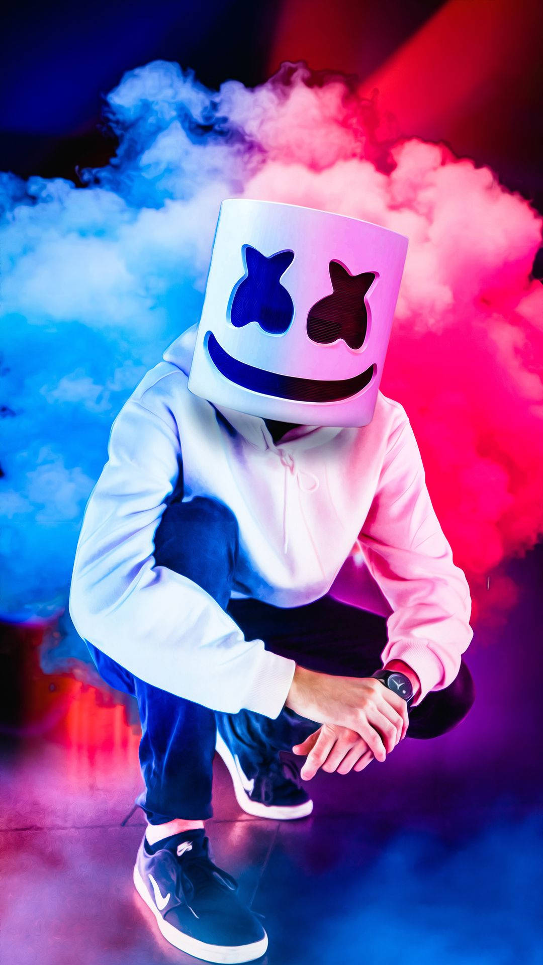 Marshmallow Dj Blue And Red Smoke Background