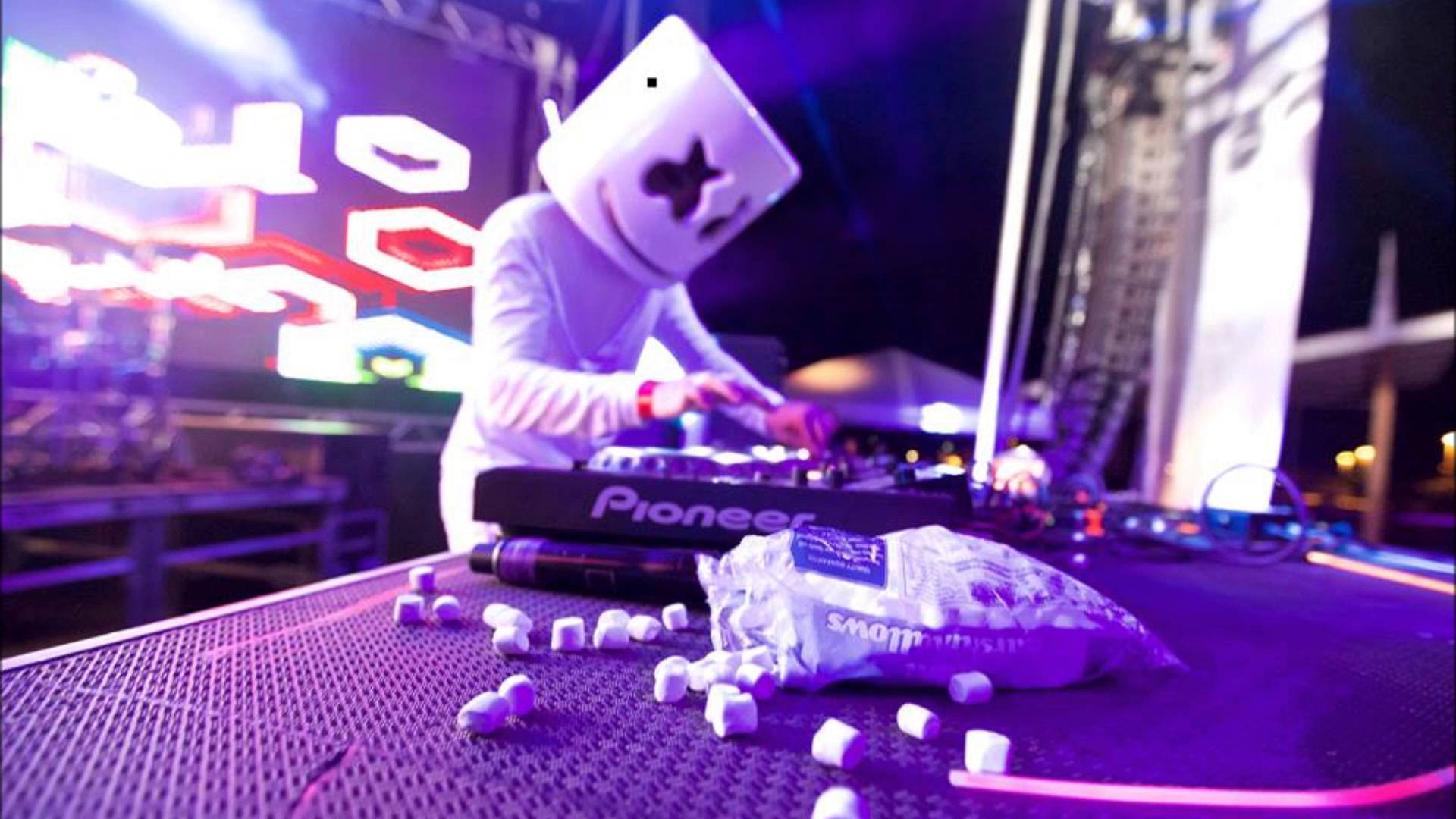 Marshmallow Dj Performing On Stage Background
