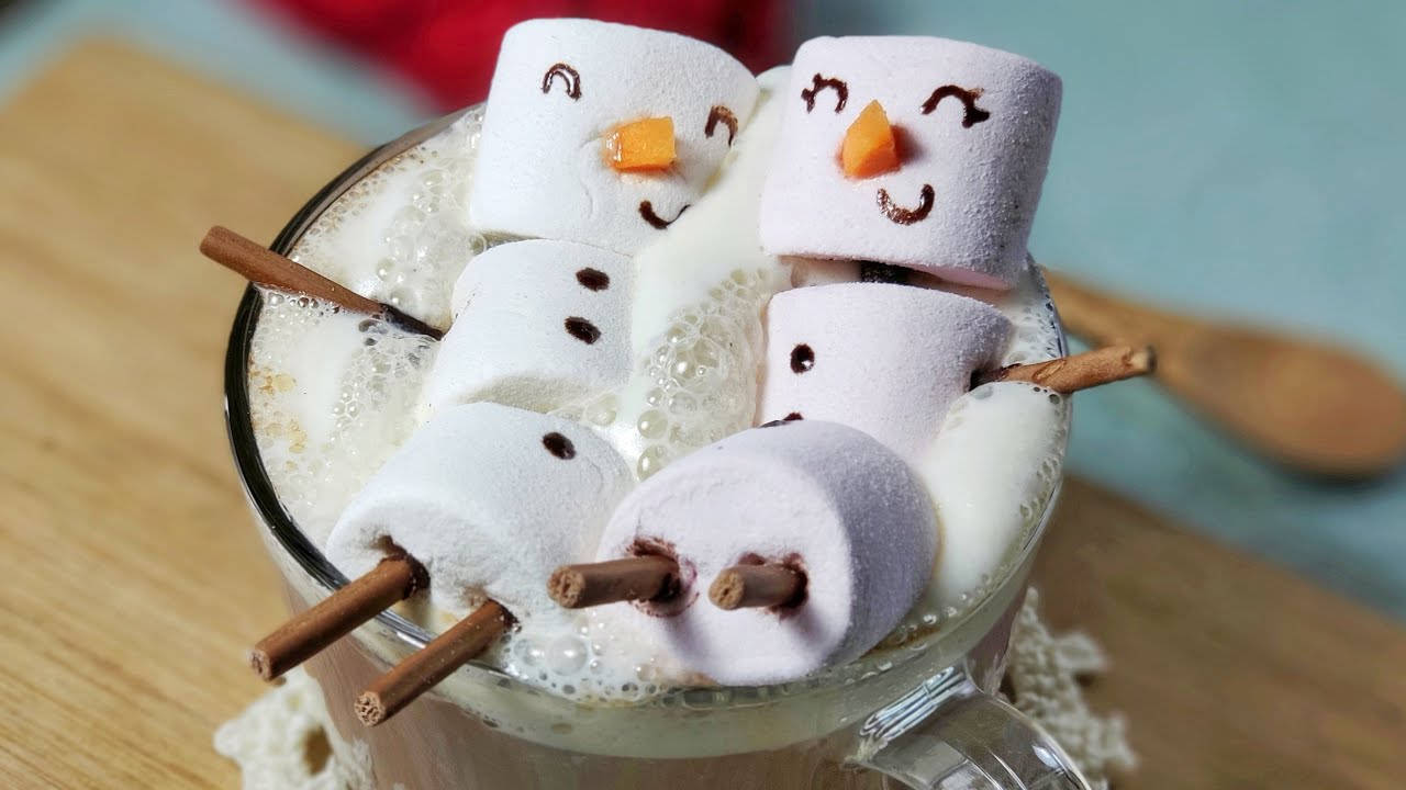 Marshmallow Snowman Hot Choco Background