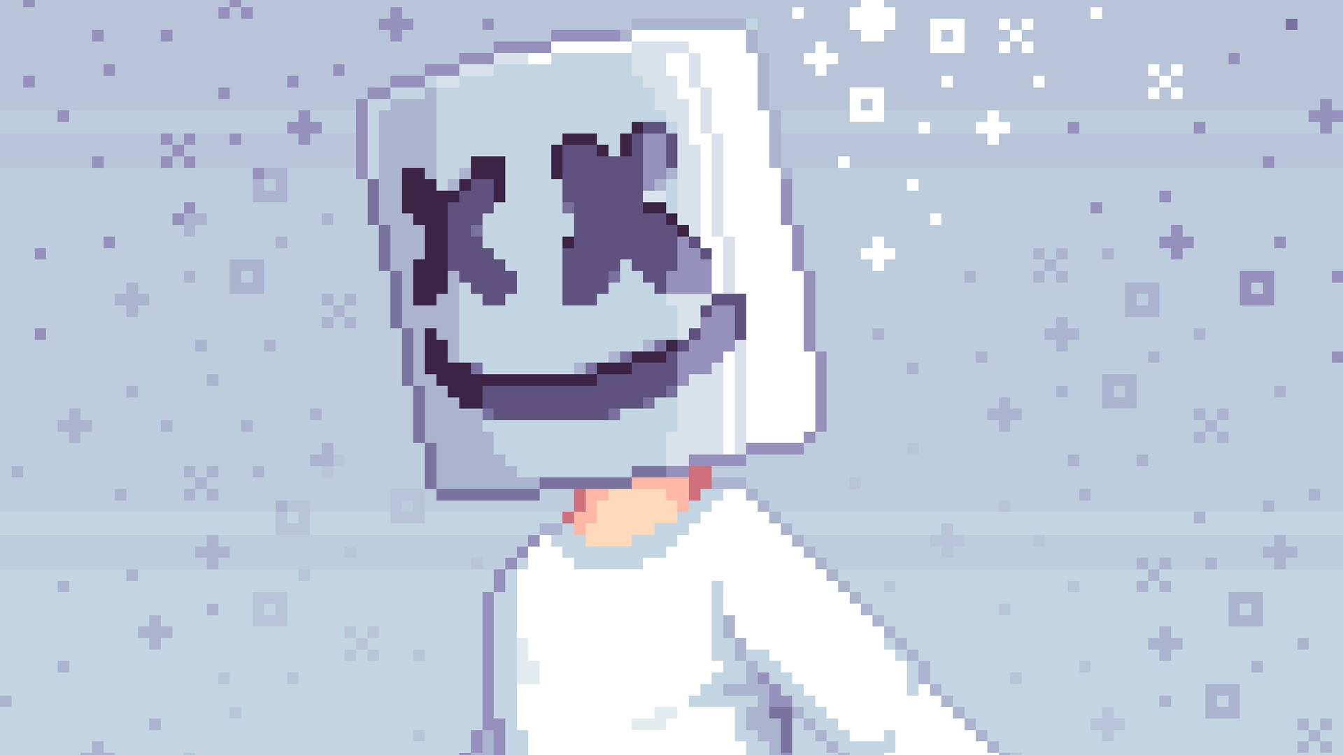 Marshmello In Aesthetic Pixel Art Background