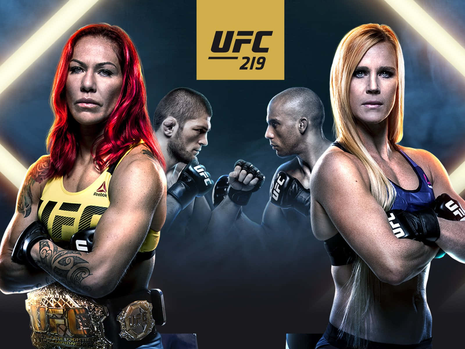 Martial Artists Cris Cyborg And Holly Holm Ufc 219 Illustration Background