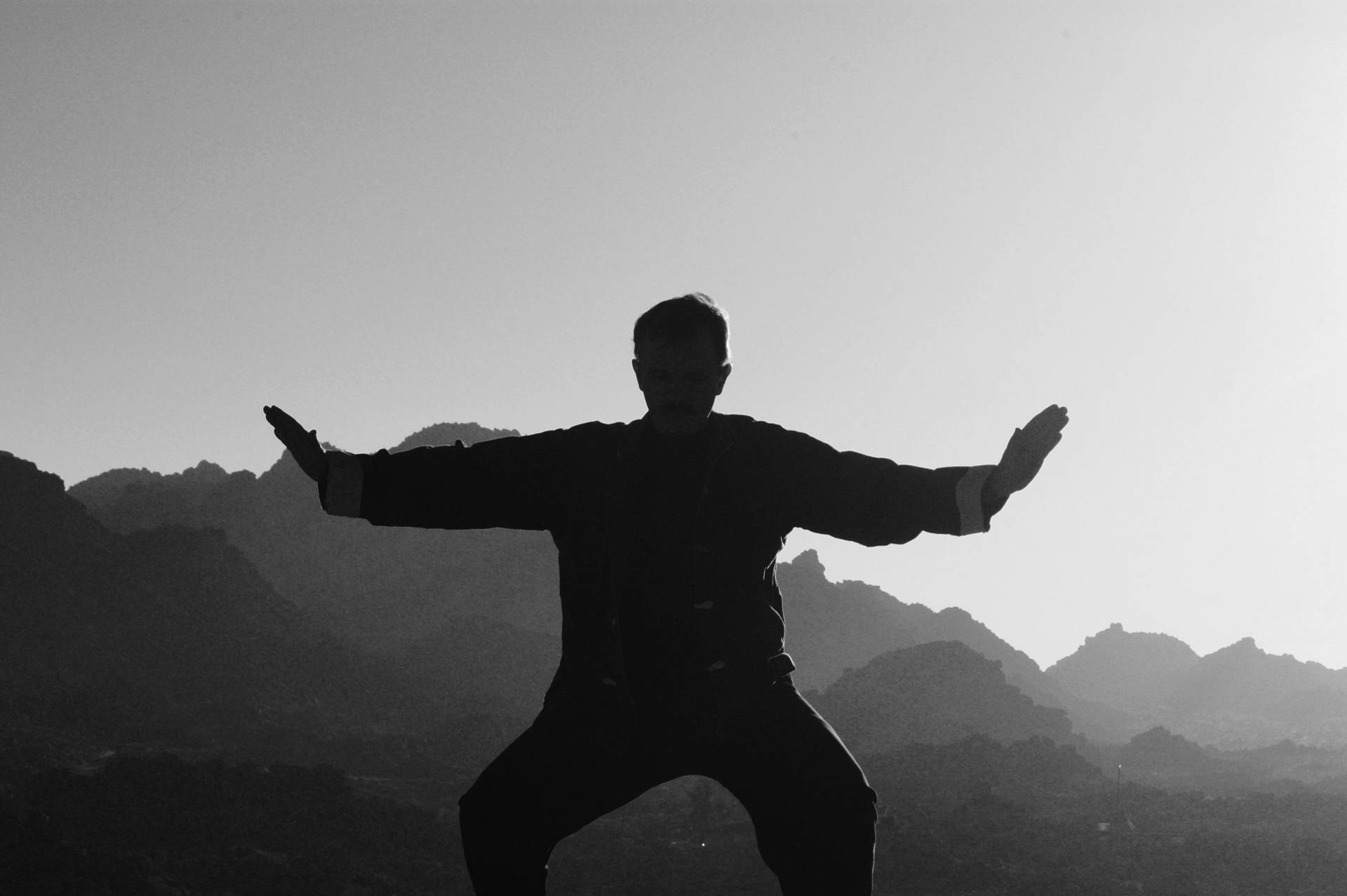 Martial Arts Qi Gong Black And White Background