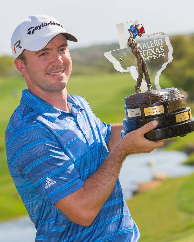 Martin Laird With Valero Texas Trophy Background