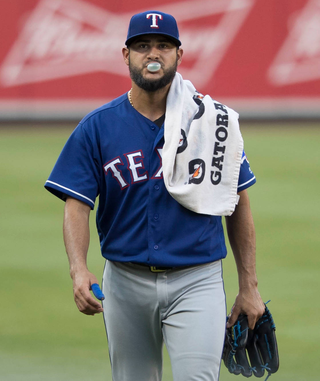 Martin Perez Blowing Bubble Gum