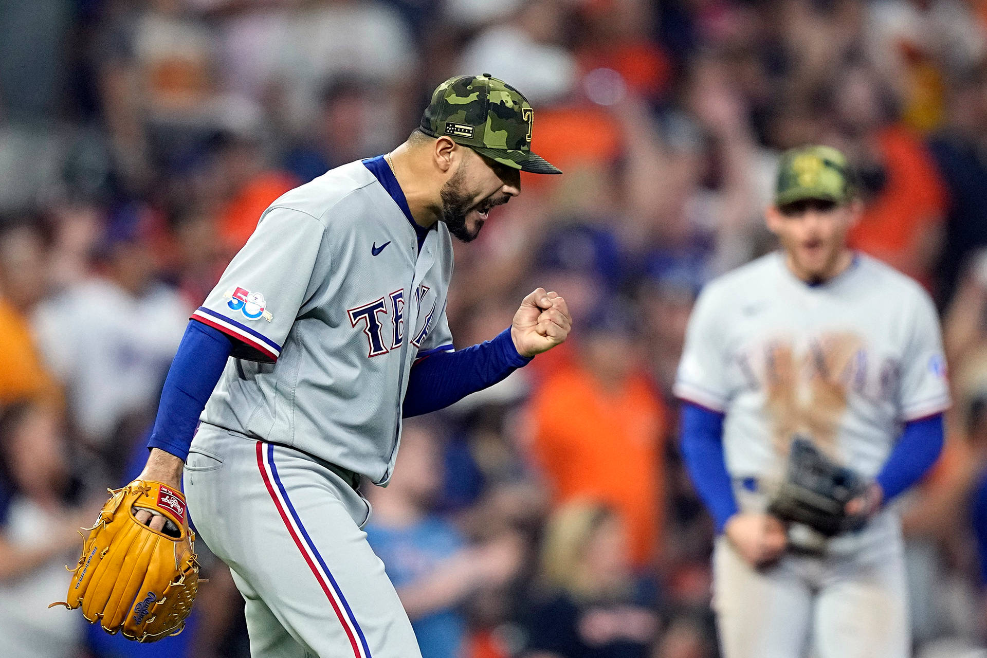 Martin Perez Cheering With Fist Pump Background