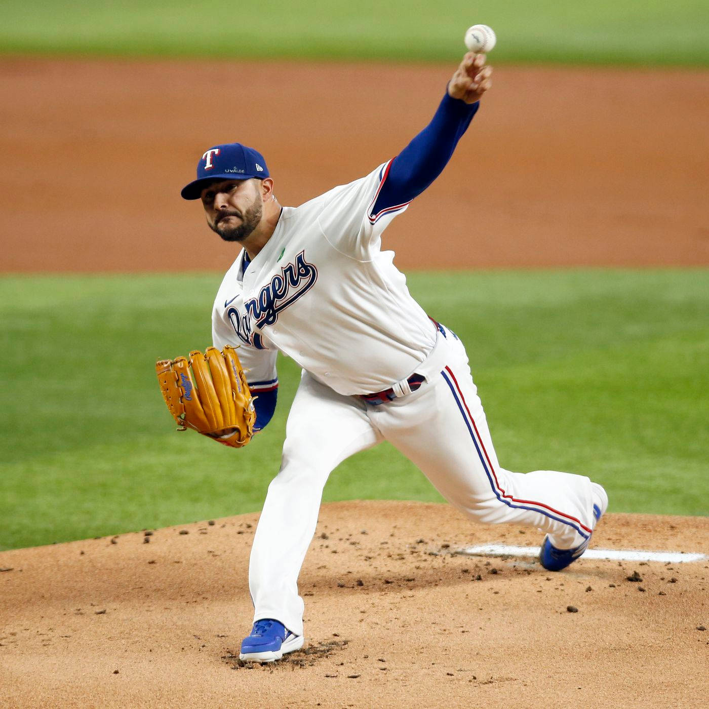 Martin Perez Profoundly Engaged In Mid-throw