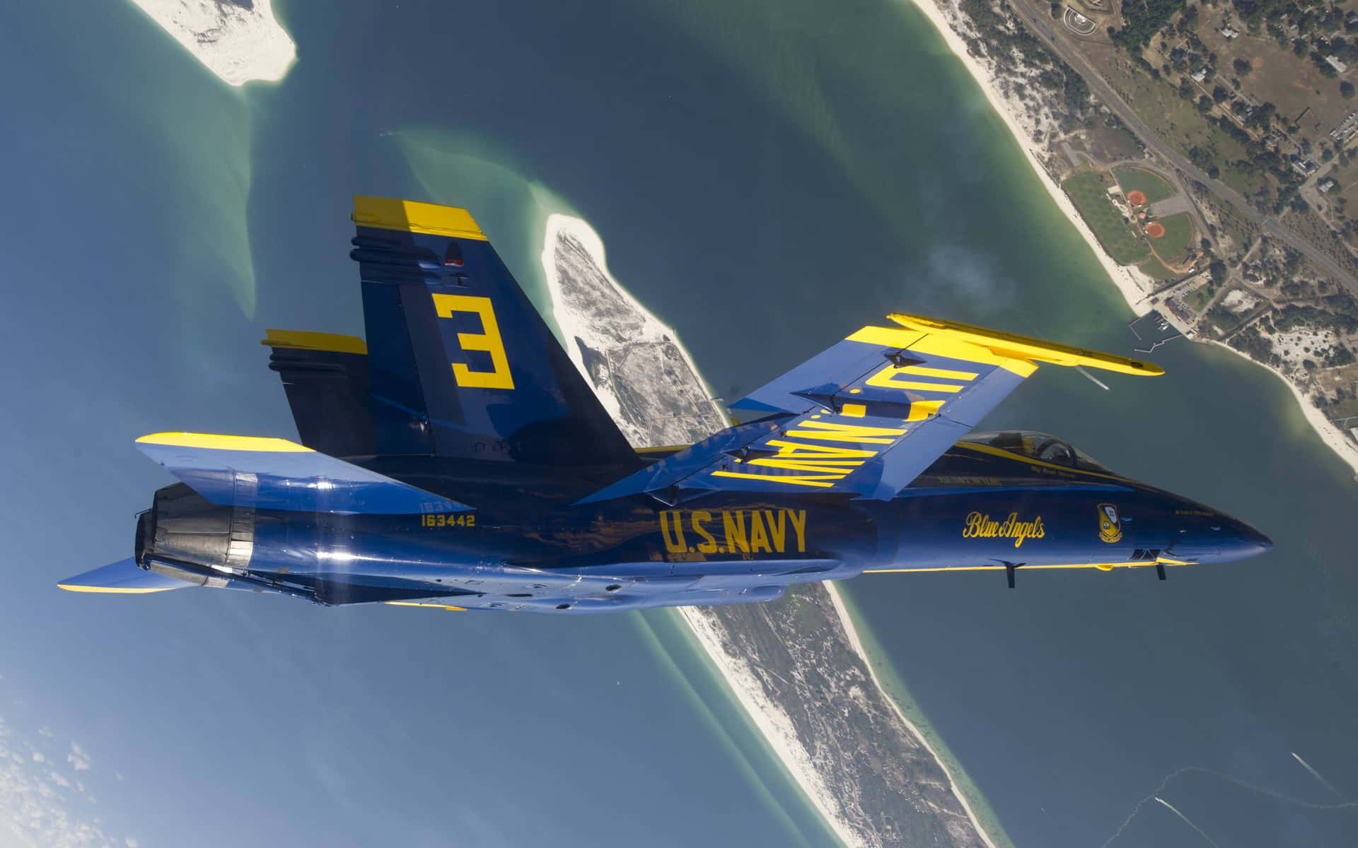Marvel At The Blue Angels Flying Their Ospreys In Show Formation Background