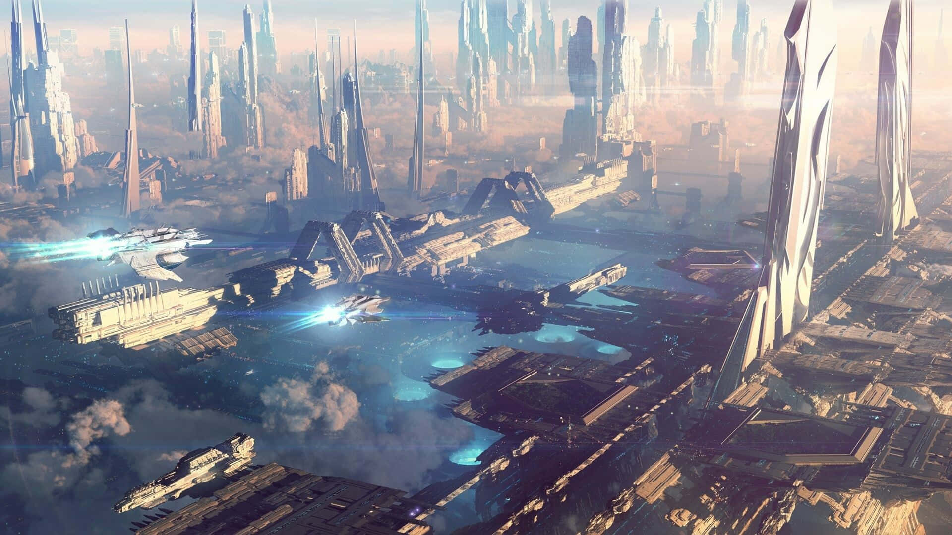 Marvel At The Futuristic City Of Tomorrow Background
