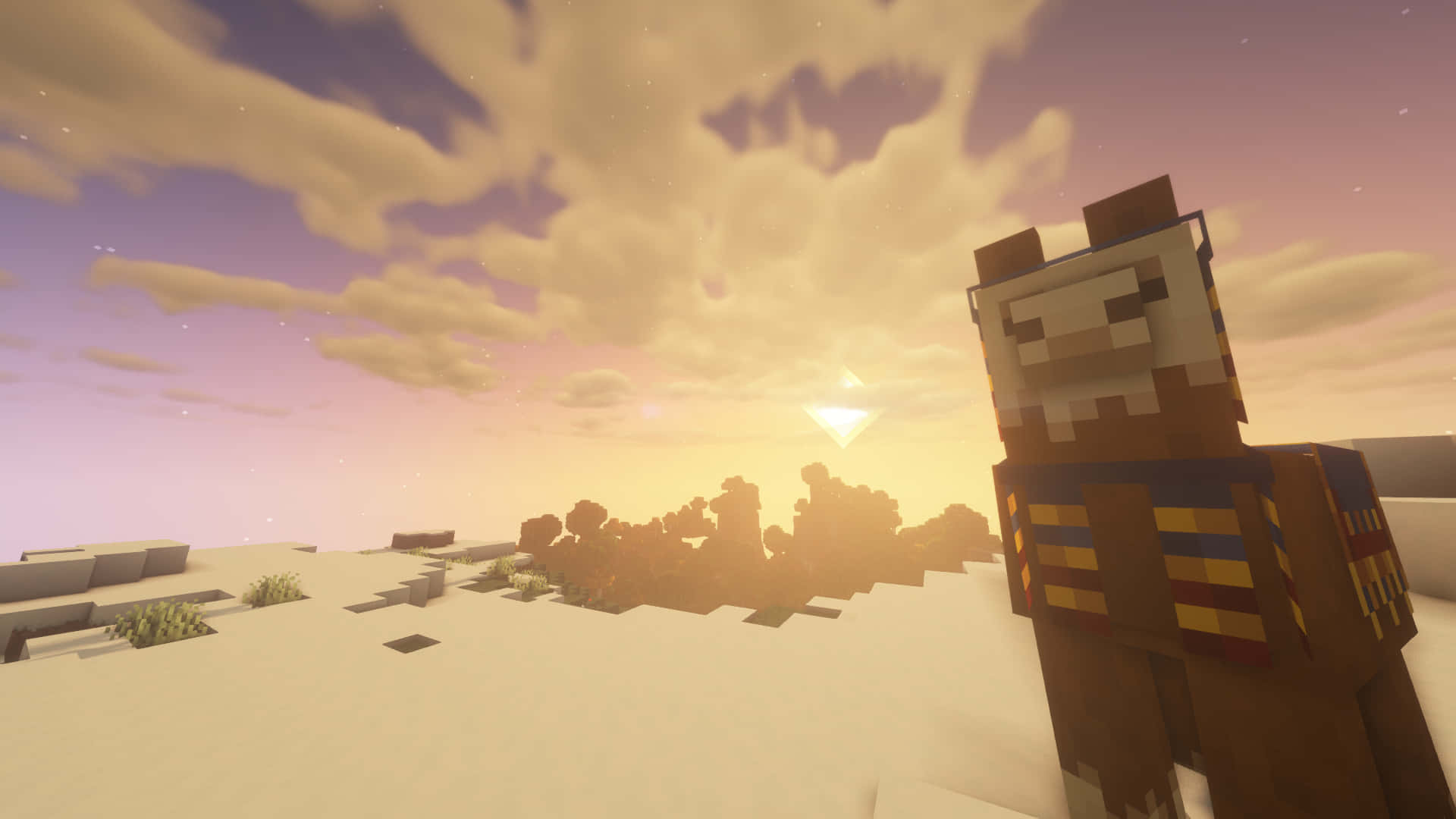 Marvel At The Magnificent Minecraft Sunset. Background