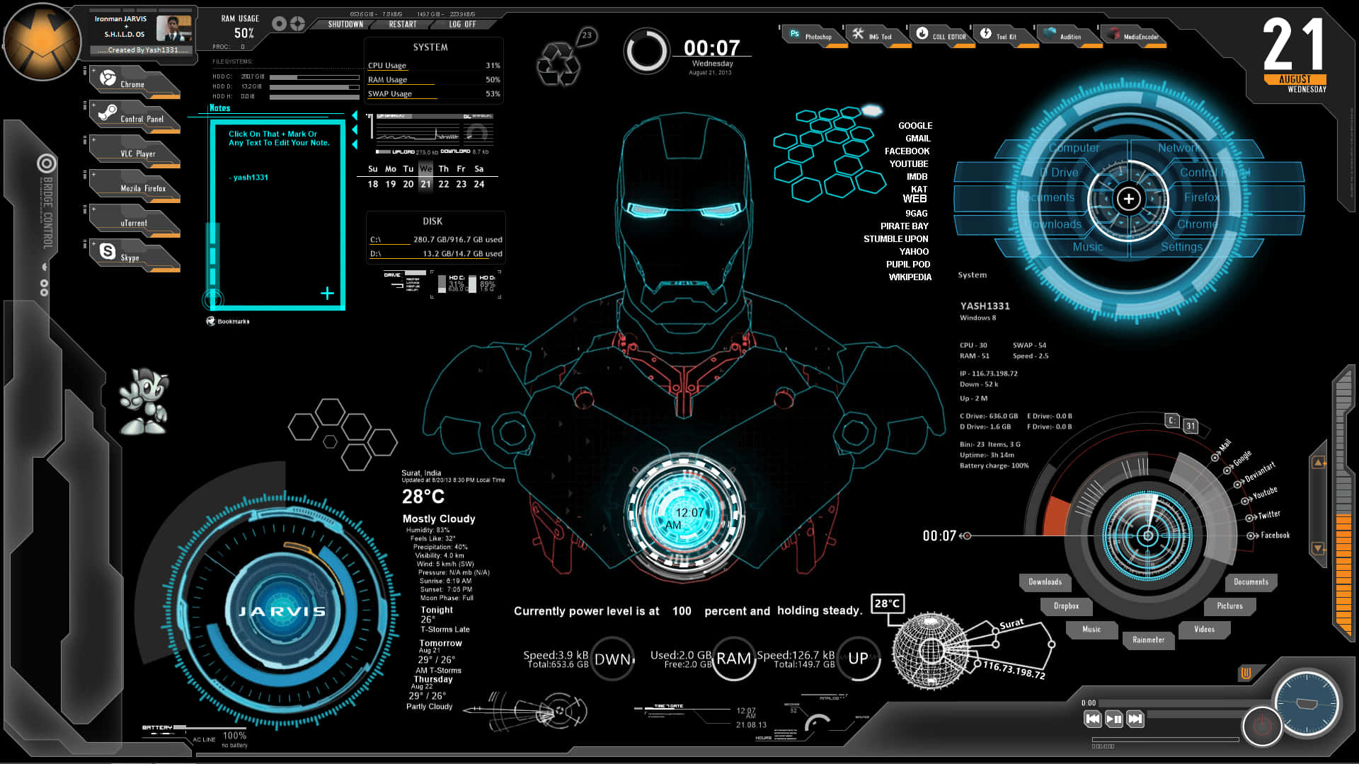 Marvel At The Powerful Ai Of Iron Man's Jarvis On Your Desktop Background