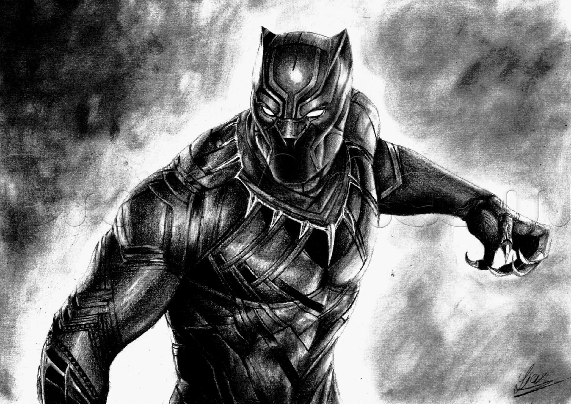 Marvel Black And White Black Panther Background