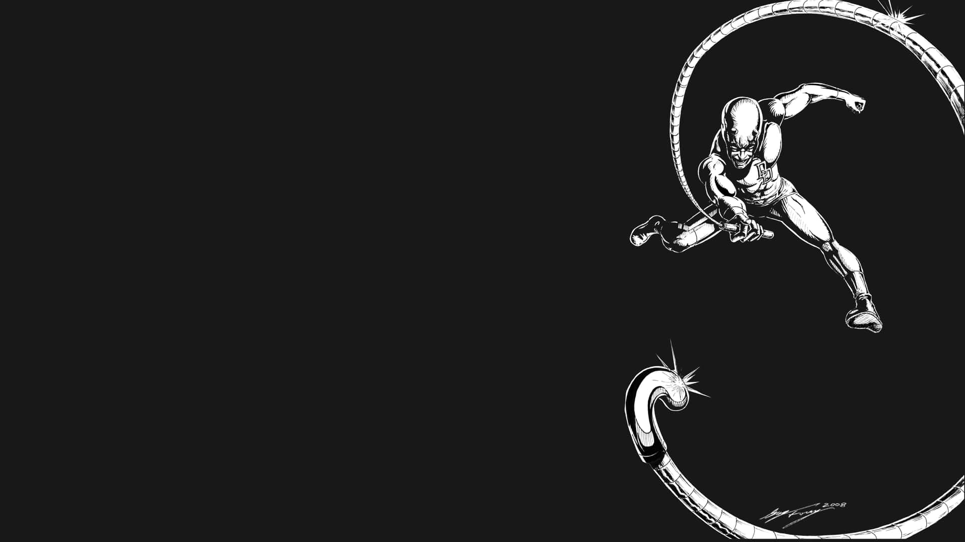 Marvel Black And White Daredevil With A Whip Background