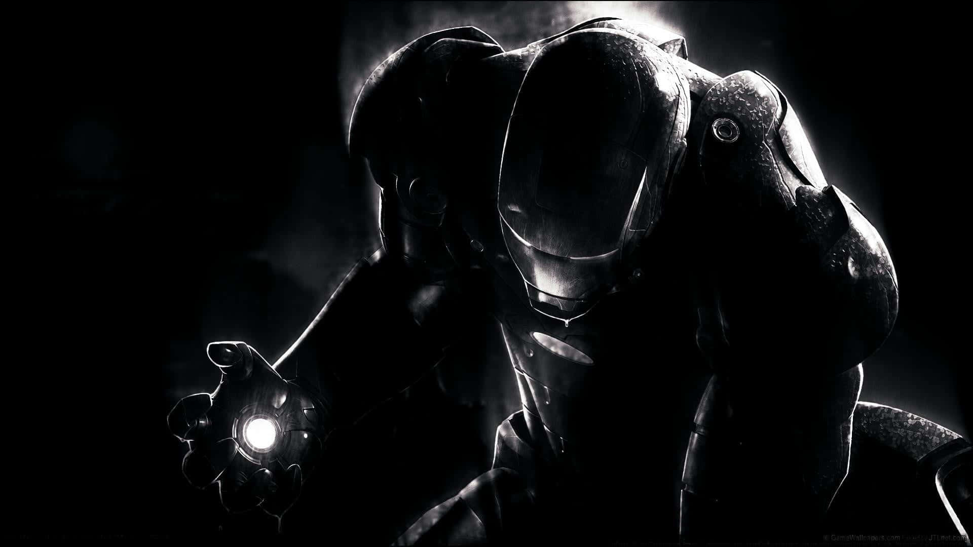 Marvel Black And White Iron Man Charging Up Background