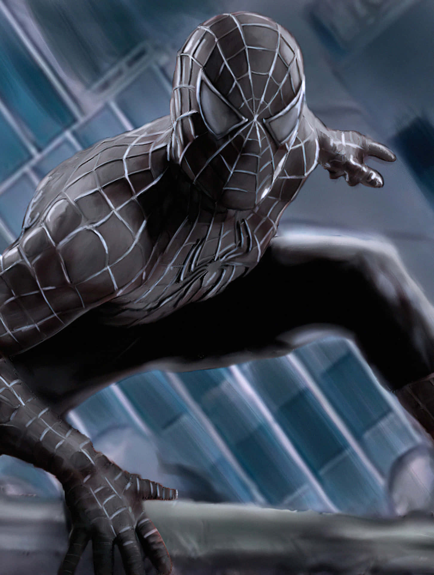 Marvel Black And White Spider-man Crouching Background