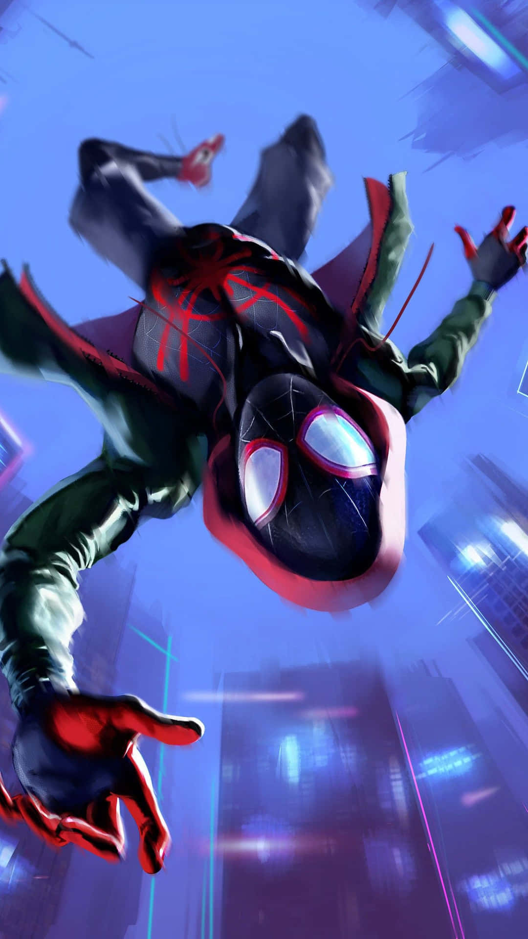 Marvel Character Miles Morales Iphone Digital Painting Background