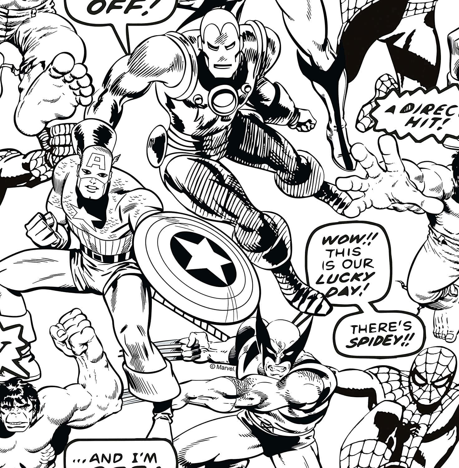 Marvel Comic Book Black And White Background
