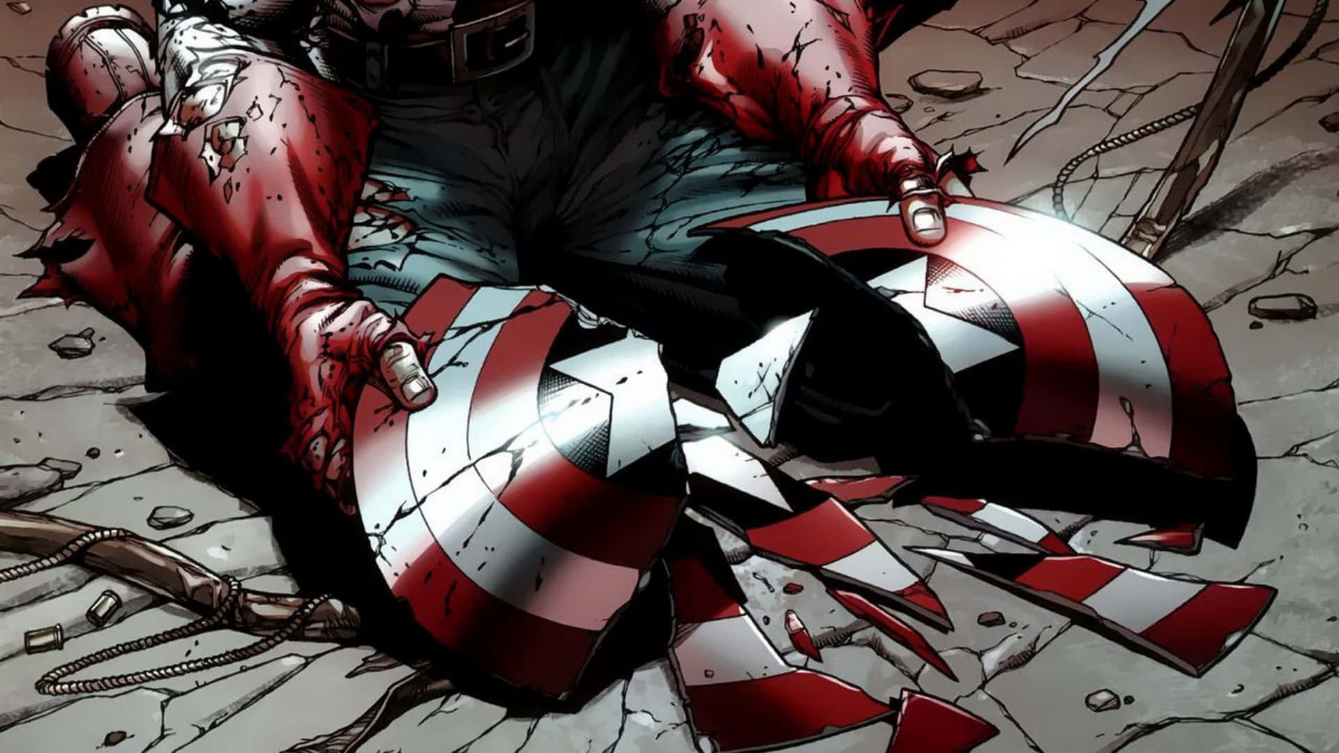 Marvel Comics 2560x1440 Captain America Broken Shield Background