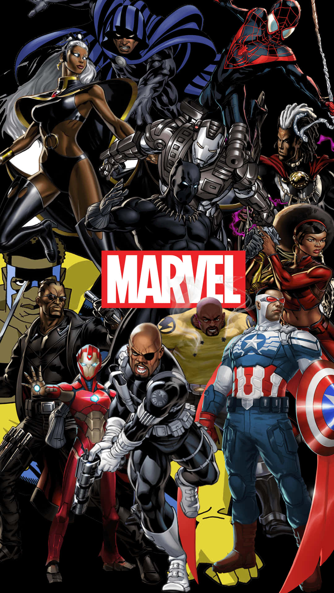 Marvel Comics Characters In A Group Background