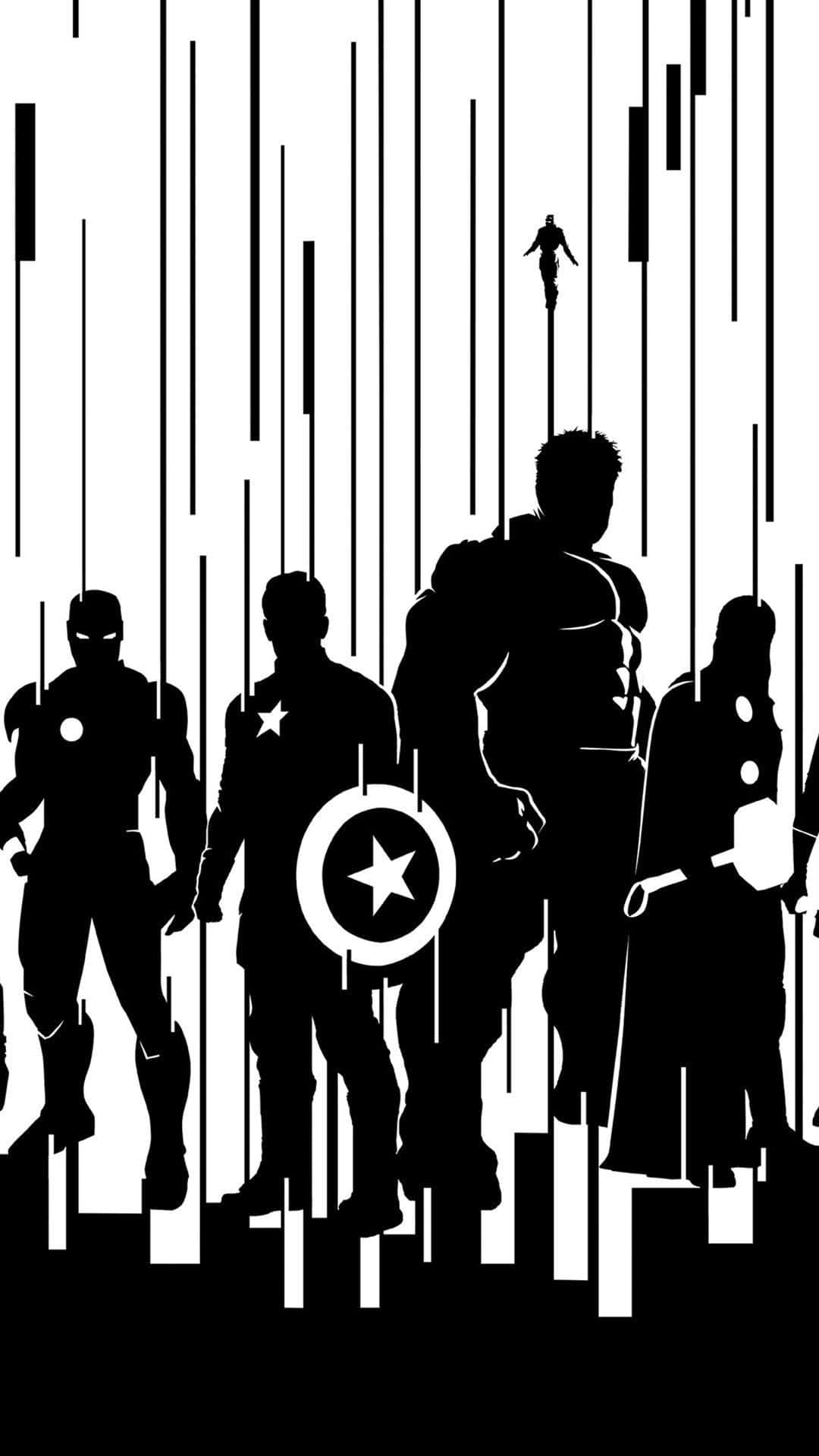 Marvel Comics Icons In Black And White Background