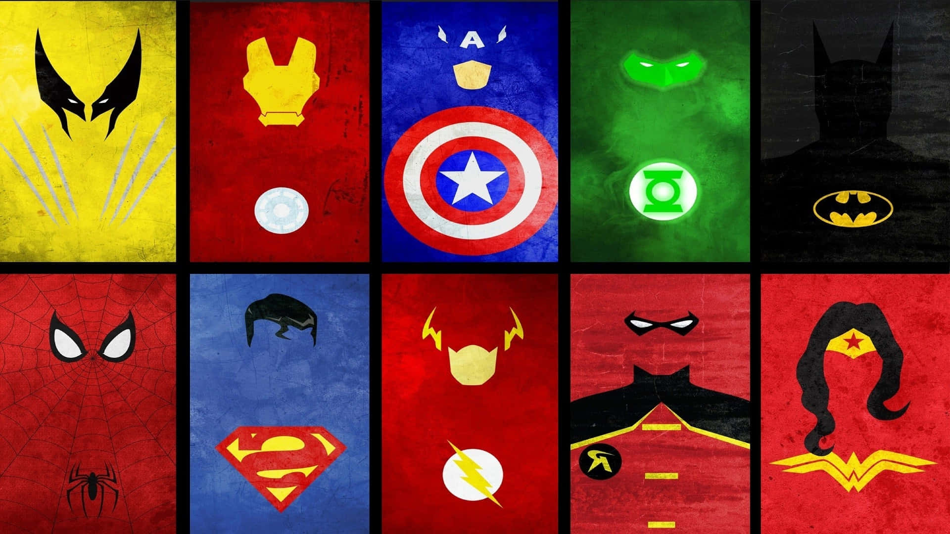 Marvel_ D C_ Superheroes_ Symbols_ Collage Background