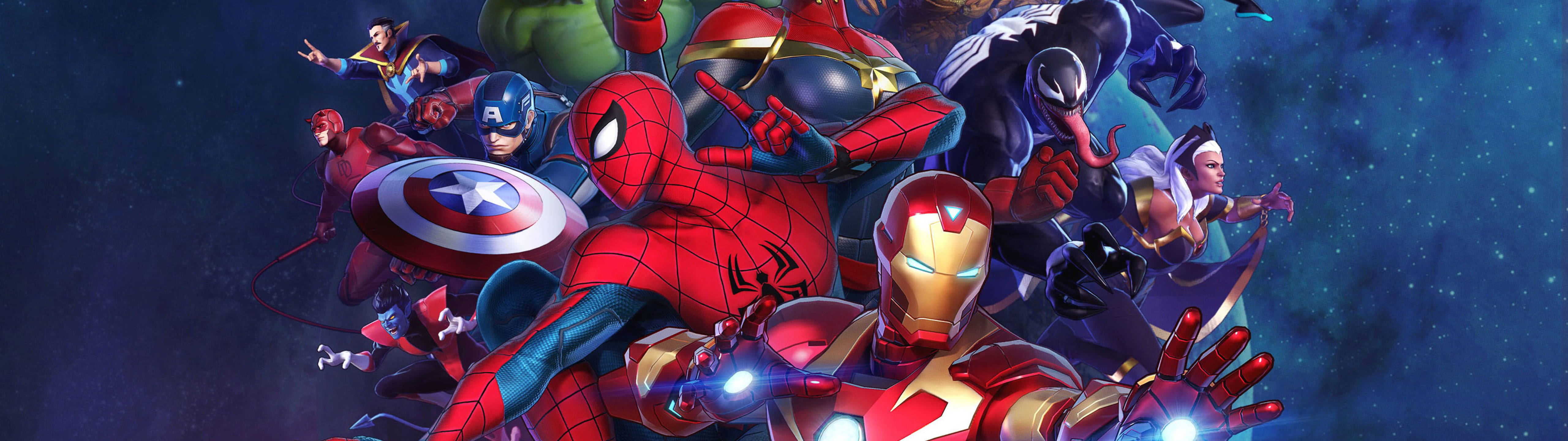 Marvel Heroes Animated 5120 X 1440 Background