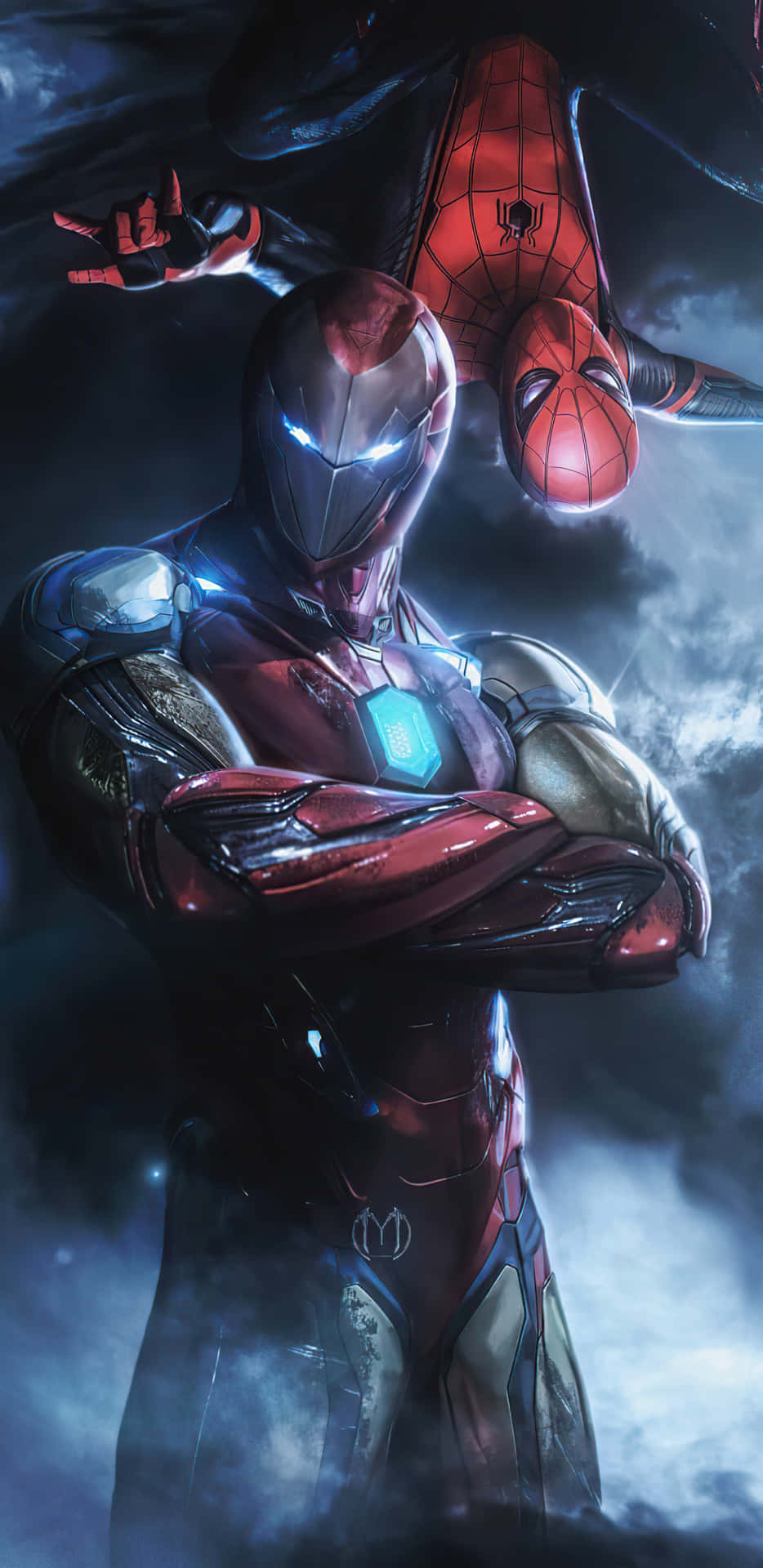 Marvel Heroes Spider-man And Iron Man Join Forces Background