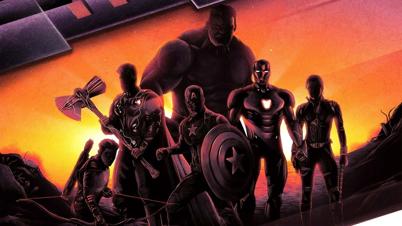 Marvel Heroes Sunset Silhouette